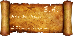 Bröder Anita névjegykártya